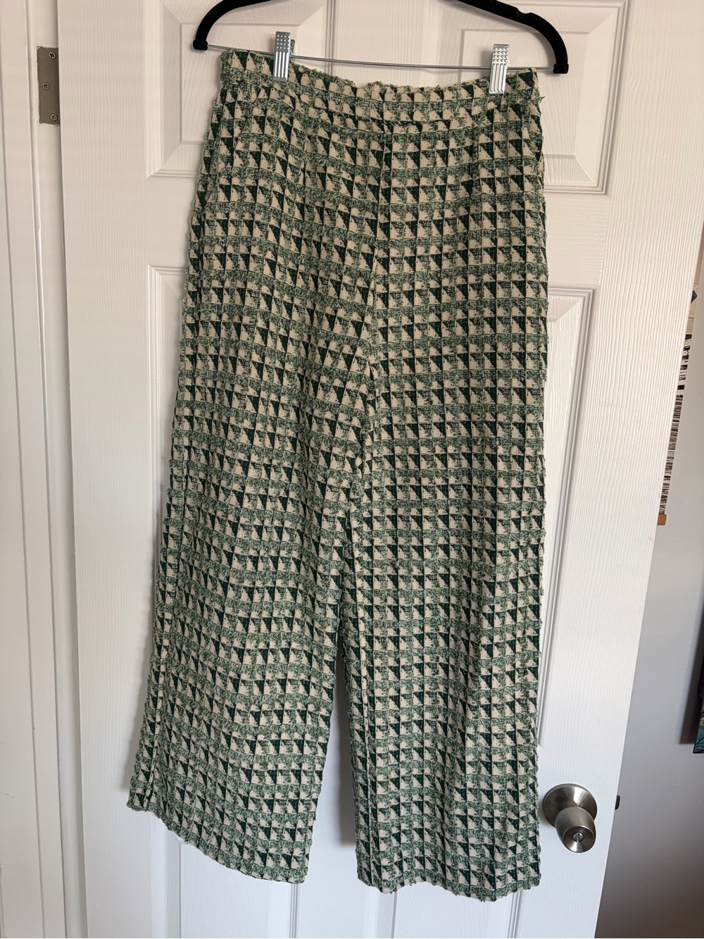 Yellow the label medium cropped Wide-Leg Tweed Knit Pants in Green and Cream